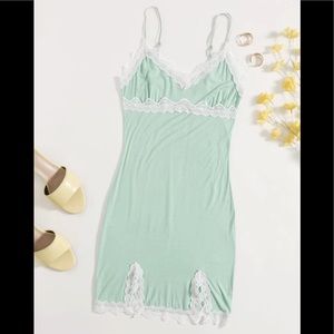Mint and white lace dress